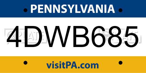 4DWB685 Pennsylvania License Plate