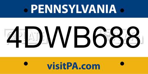 4DWB688 Pennsylvania License Plate