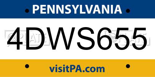 4DWS655 Pennsylvania License Plate