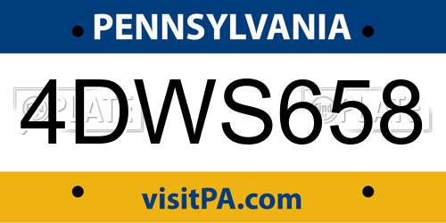 4DWS658 Pennsylvania License Plate