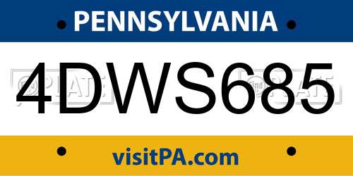 4DWS685 Pennsylvania License Plate