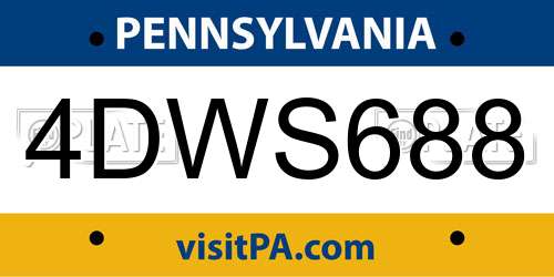 4DWS688 Pennsylvania License Plate