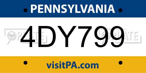 4DY799 Pennsylvania License Plate