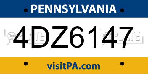 4DZ6147 Pennsylvania License Plate