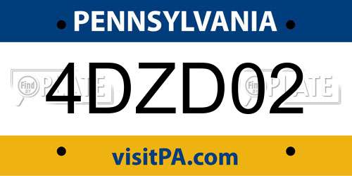 4DZD02 Pennsylvania License Plate