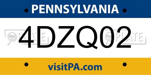4DZQ02 Pennsylvania License Plate