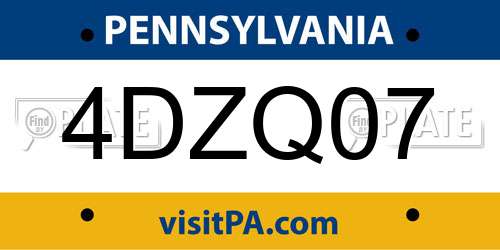 4DZQ07 Pennsylvania License Plate