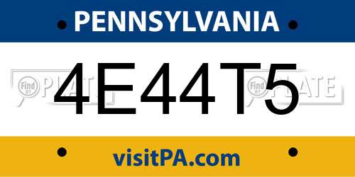 4E44T5 Pennsylvania License Plate
