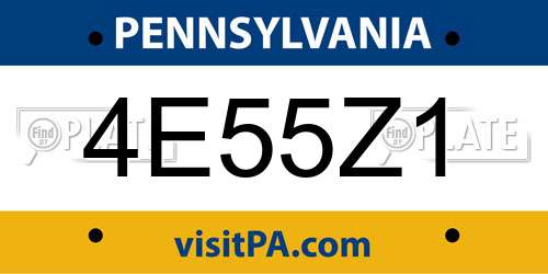 4E55Z1 Pennsylvania License Plate