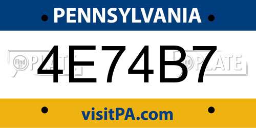 4E74B7 Pennsylvania License Plate