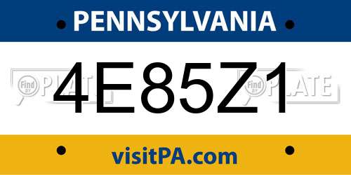 4E85Z1 Pennsylvania License Plate