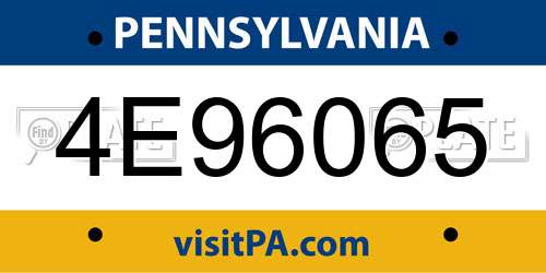 4E96065 Pennsylvania License Plate
