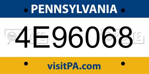 4E96068 Pennsylvania License Plate