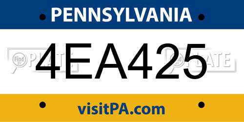4EA425 Pennsylvania License Plate