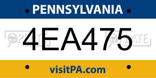 4EA475 Pennsylvania License Plate