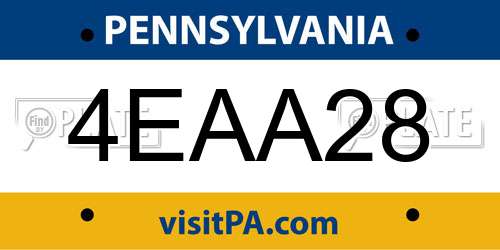 4EAA28 Pennsylvania License Plate