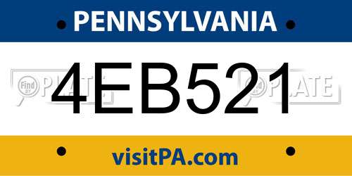 4EB521 Pennsylvania License Plate