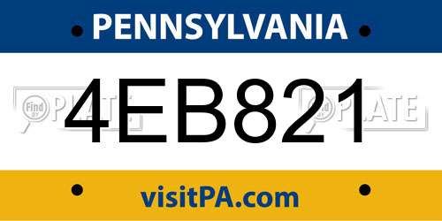 4EB821 Pennsylvania License Plate