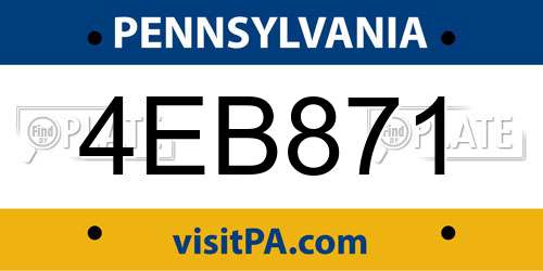 4EB871 Pennsylvania License Plate