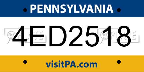 4ED2518 Pennsylvania License Plate