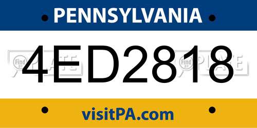 4ED2818 Pennsylvania License Plate