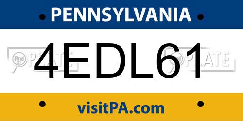 4EDL61 Pennsylvania License Plate
