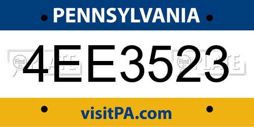 4EE3523 Pennsylvania License Plate