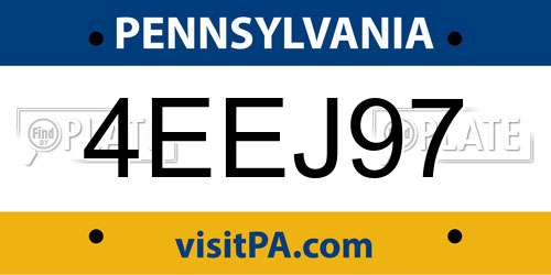 4EEJ97 Pennsylvania License Plate