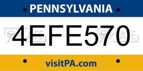 4EFE570 Pennsylvania License Plate