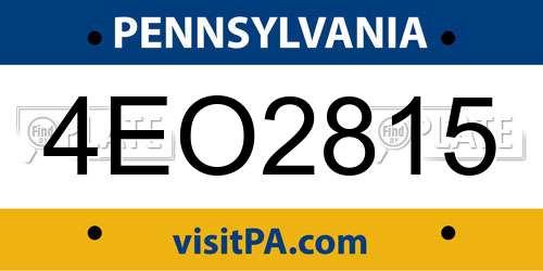 4EO2815 Pennsylvania License Plate