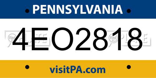 4EO2818 Pennsylvania License Plate