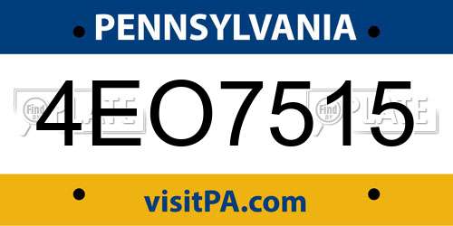 4EO7515 Pennsylvania License Plate