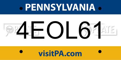 4EOL61 Pennsylvania License Plate