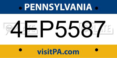4EP5587 Pennsylvania License Plate