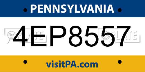 4EP8557 Pennsylvania License Plate