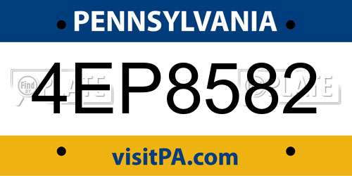 4EP8582 Pennsylvania License Plate