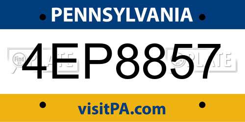 4EP8857 Pennsylvania License Plate