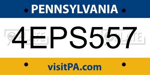4EPS557 Pennsylvania License Plate