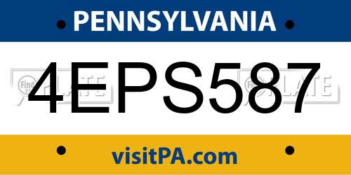 4EPS587 Pennsylvania License Plate