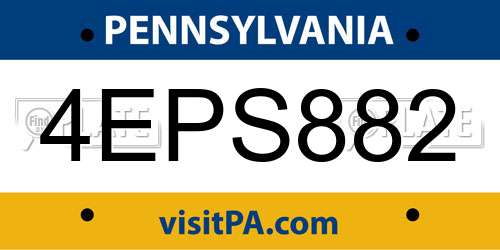 4EPS882 Pennsylvania License Plate