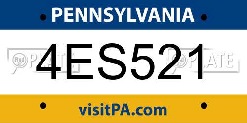 4ES521 Pennsylvania License Plate
