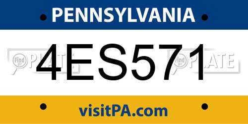 4ES571 Pennsylvania License Plate
