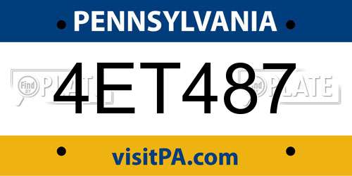 4ET487 Pennsylvania License Plate