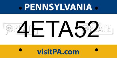 4ETA52 Pennsylvania License Plate