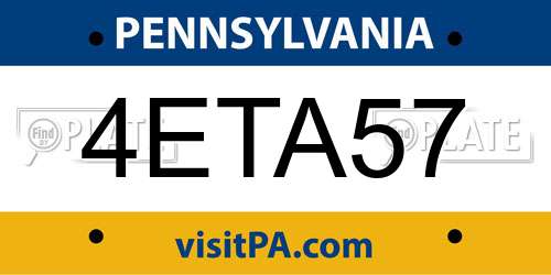4ETA57 Pennsylvania License Plate