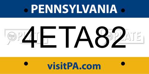 4ETA82 Pennsylvania License Plate