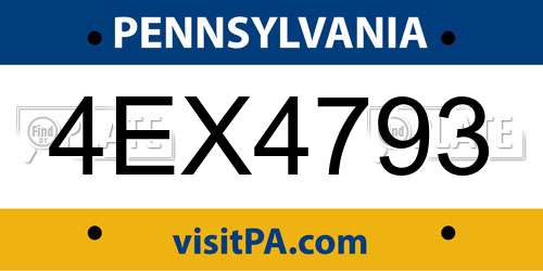 4EX4793 Pennsylvania License Plate