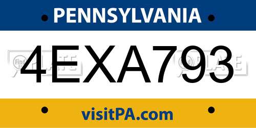4EXA793 Pennsylvania License Plate