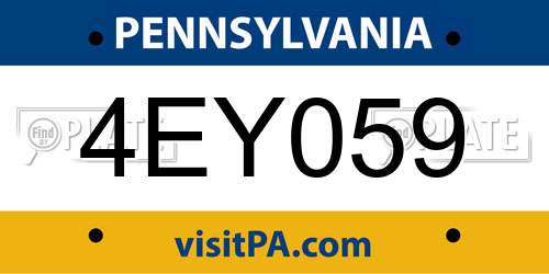 4EY059 Pennsylvania License Plate