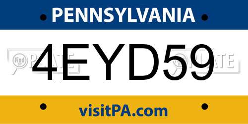 4EYD59 Pennsylvania License Plate